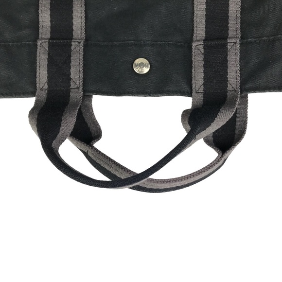 HERMES Bag Handbag Black Canvas Yell line Authentic - Picture 8 of 9